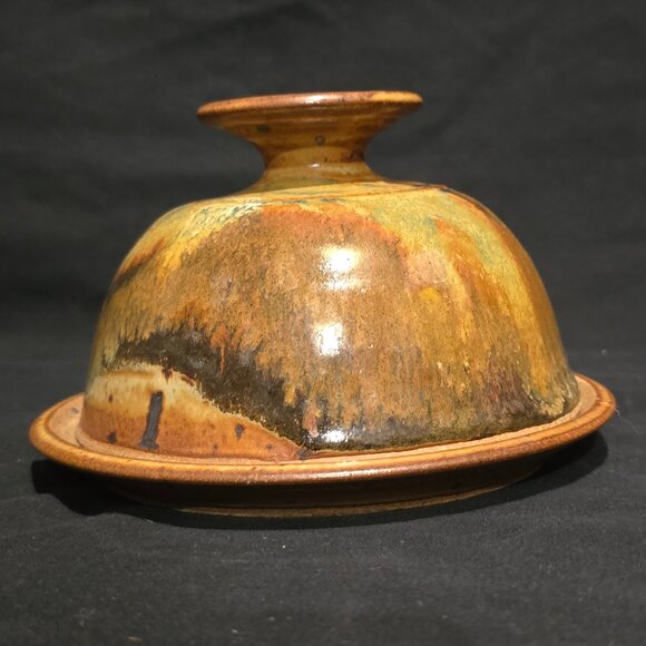 Art Pottery Stoneware Cheese / Butter Covered Bowl Set - Signed JACKSON - Picture 2 of 9